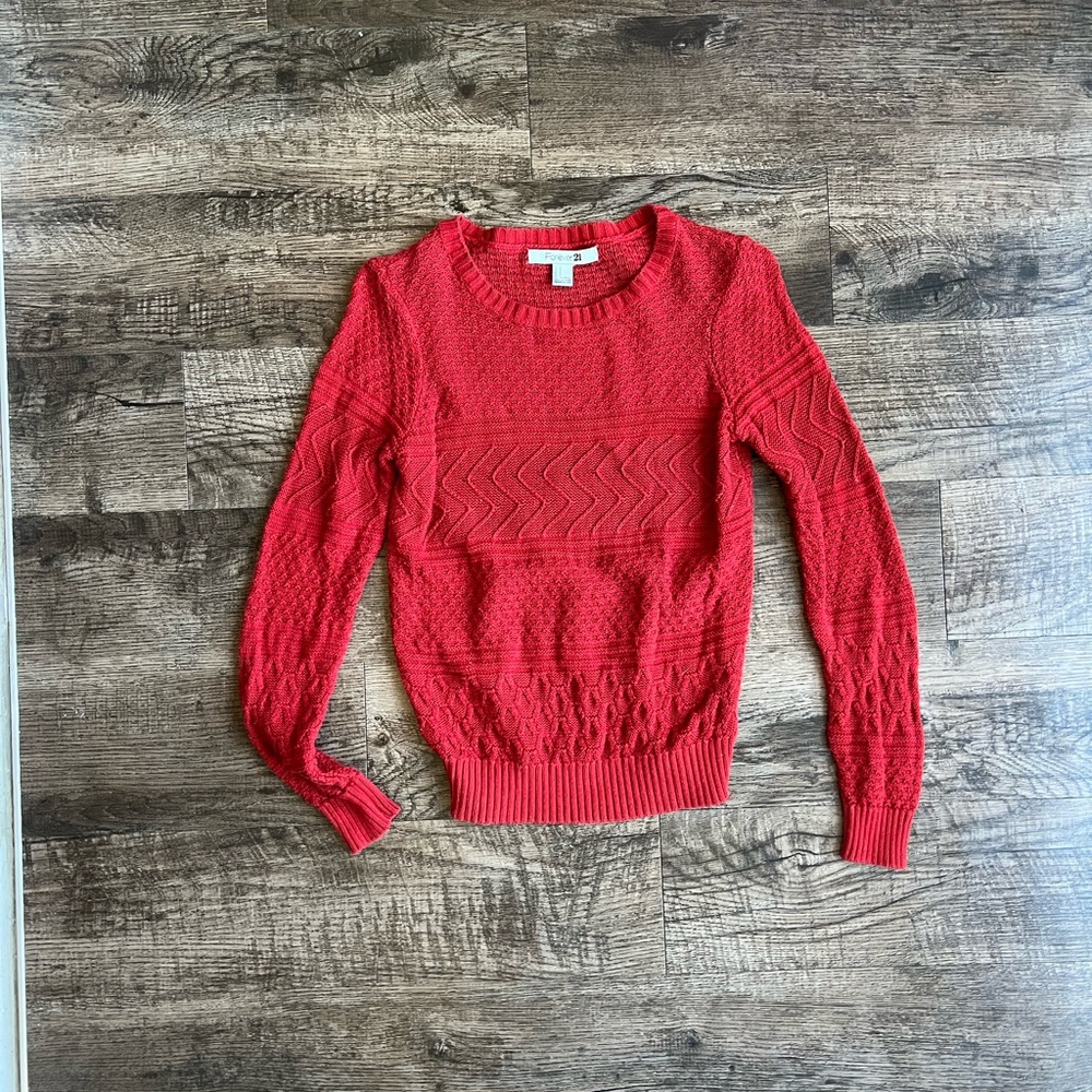 Orange/Red Cable Knit Women's Sweater